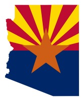 Arizona state flag on map